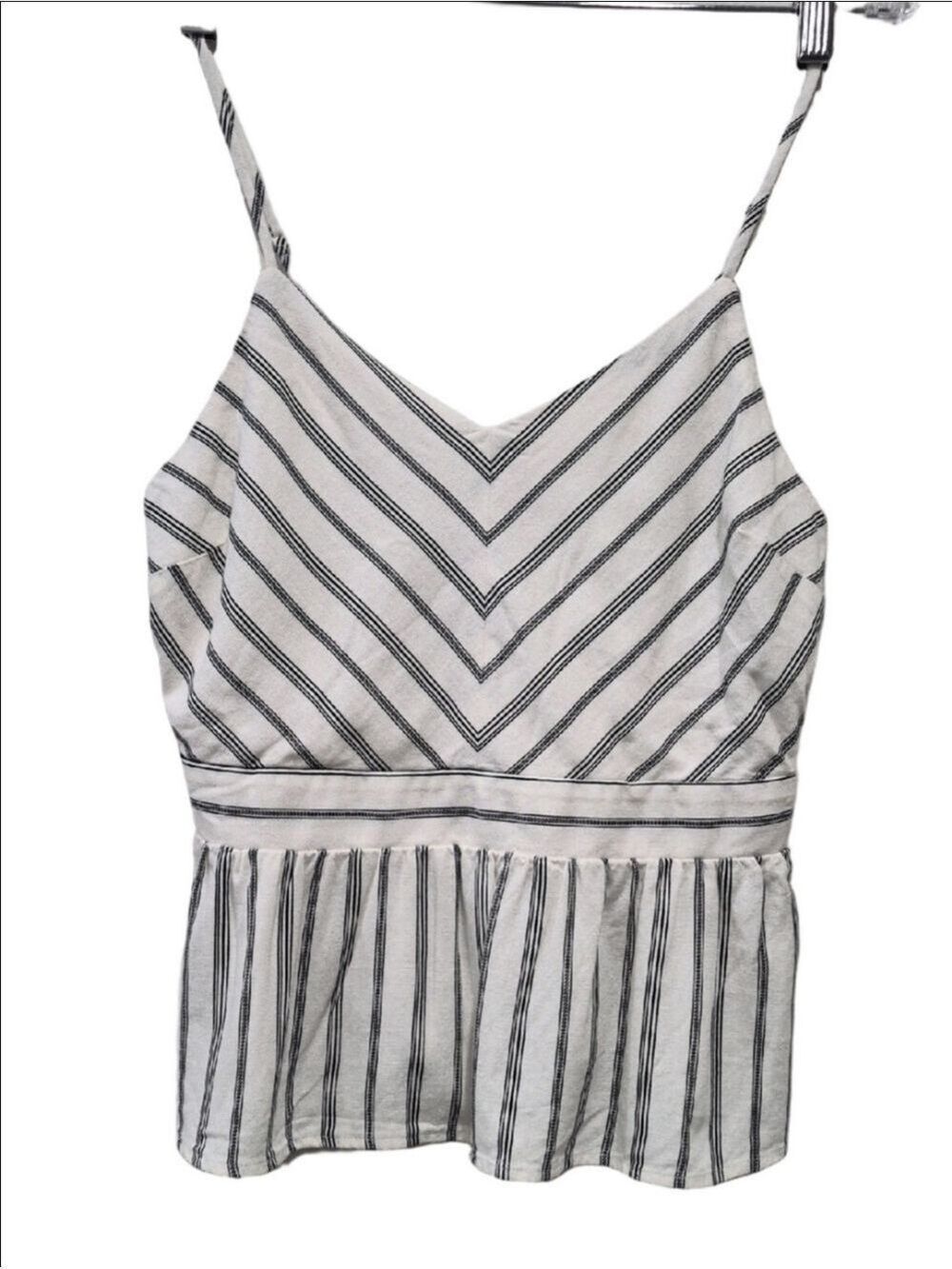 Monteau Black and White Striped Spaghetti Strap Top